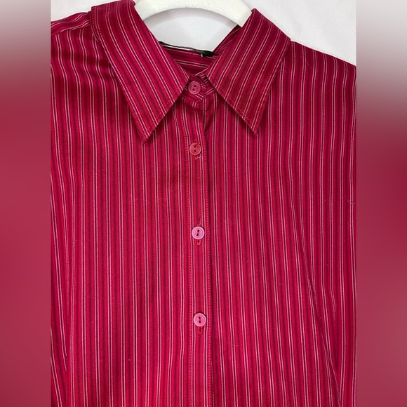 Eddie Bauer Red Striped Long Sleeve Button Down, Size L. - Picture 2 of 5